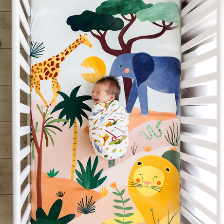 Crib Sheet and Swaddle Bundle - In The Savanna - HoneyBug 