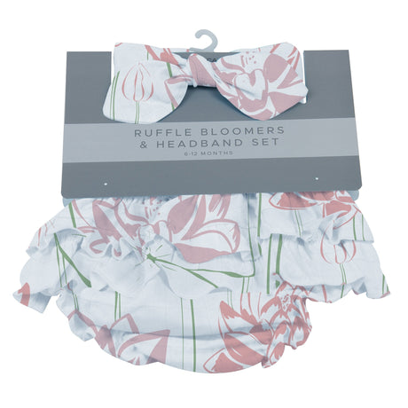 Water Lily Ruffle Bamboo Bloomer Headband Set - HoneyBug 