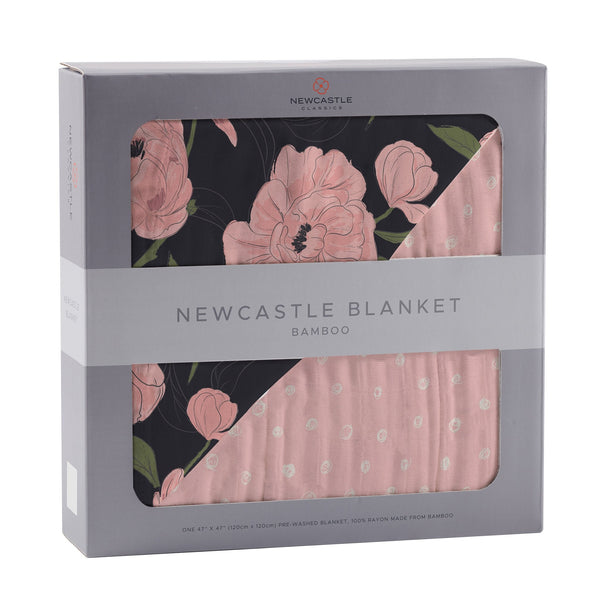 Peonies and Pearl Polka Dot Newcastle Blanket - HoneyBug 