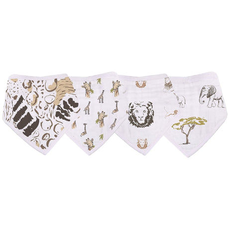 On The Savannah Bamboo Bandana Bibs 4PK - HoneyBug 