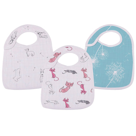 Dandelions Bamboo Muslin Snap Bibs 3PK - HoneyBug 