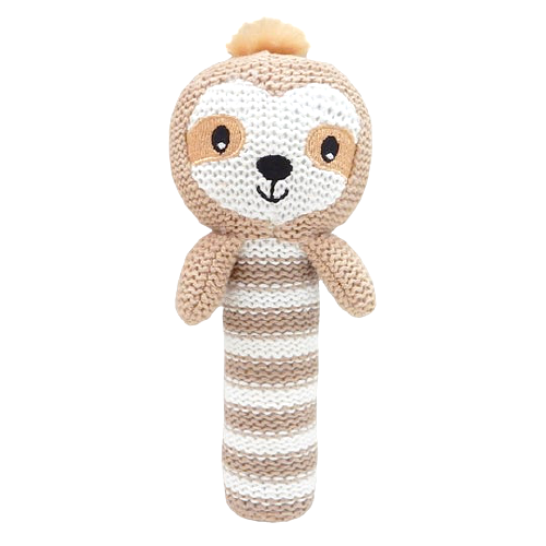 Huggable Knit Rattle - Skylar Sloth - HoneyBug 