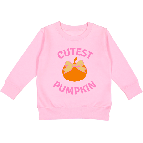 Cutest Pumpkin Sweatshirt - Autumn Kids Sweatshirt - Pink - HoneyBug 